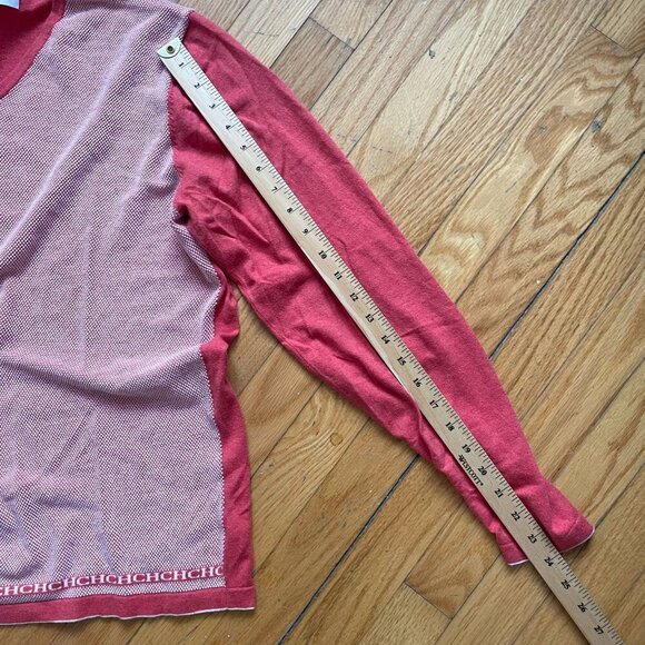 CH Carolina Herrera V-Neck Knit Sweater Men Large Pink White College Casual Work - Picture 7 of 10